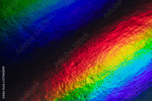 Vibrant rainbow holographic texture with diagonal spectrum of colors and shim...