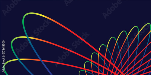 Abstract Colorful Rainbow Spiral Wireframe Sphere on Dark Background