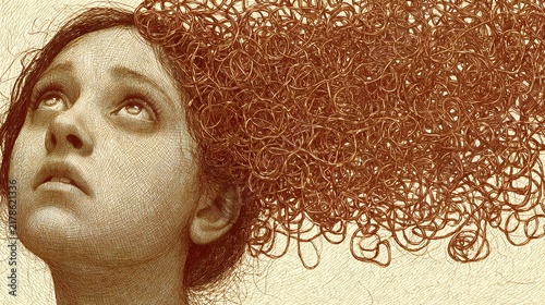 art combining chaotic sketch lines with calm visual balance