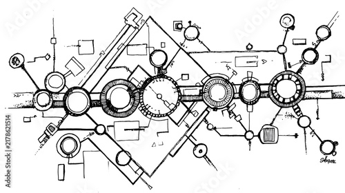 drawing of creativity breaking boundaries through expressive line art