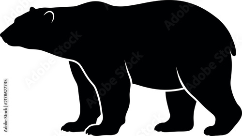 Black Polar Bear Silhouette Icon Vector Illustration Isolated on White Background for Wildlife Logo Corporate Branding Mascot T-shirt Design and Arctic Nature Concepts