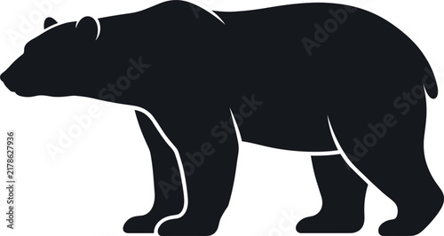 Grizzly Bear Silhouette Vector Graphic with Wild Animal Outline and Brown Bear Shape for Corporate Logo, Outdoor Branding, and Wilderness Apparel Designs