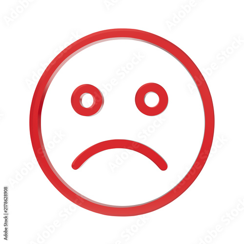 Foto A red, circular smiley face icon with a sad expression, conveying negative emoti
