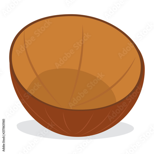 Empty Open coconut shell vector.