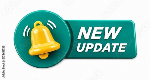 Bright yellow bell icon with notification update badge