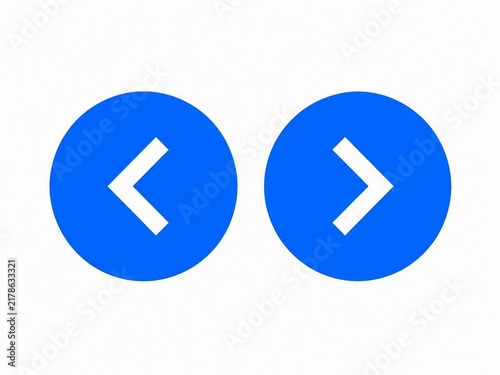 Modern blue circular back and next navigation arrows icon set