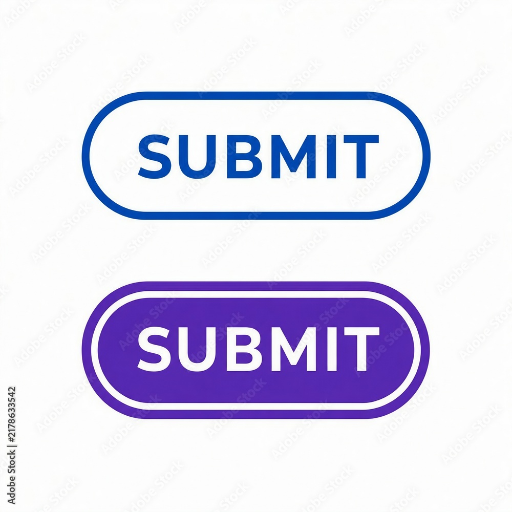 Fototapeta premium Modern rounded submit button in bright blue and dark purple color variants