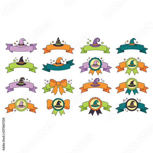 Halloween Themed Decorative Badges and Ribbons.