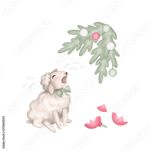 Foto A sheep cries of a broken toy