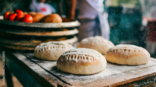with flour clouds rolling dough stacked trays and sugar sprinkles scattered widely