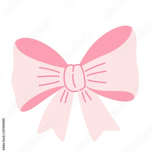 Hand-drawn decorative bow isolated on a white background featuring a cute playful shape and colorful design. For stickers, greeting cards, invitations, wrapping, stationery, scrapbooking, decorations.