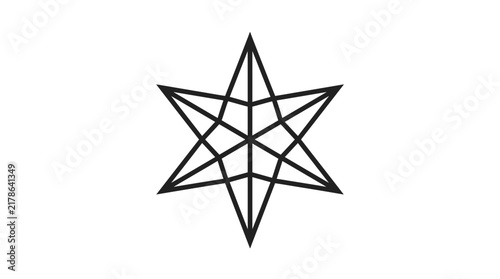 Minimalist Geometric Six Pointed Star Line Art Icon