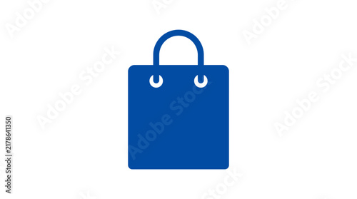 Blue Shopping Bag Icon Isolated on White