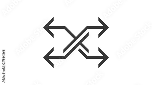 Abstract Shuffle Symbol Icon With Intersecting Arrows