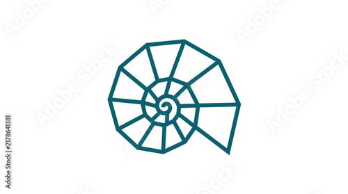 Minimalist Geometric Spiral Seashell Line Art Illustration