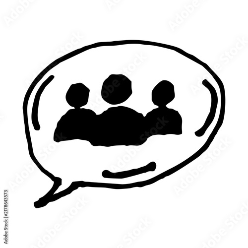 hand drawn group chat balloon icon using a pen