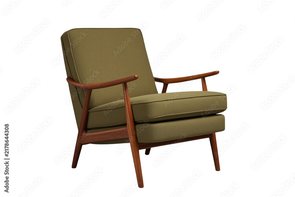 Obraz premium Classic olive green wooden lounge armchair