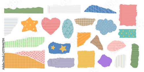 Canvastavla PNG Colorful torn paper shapes collage, set on transparent background