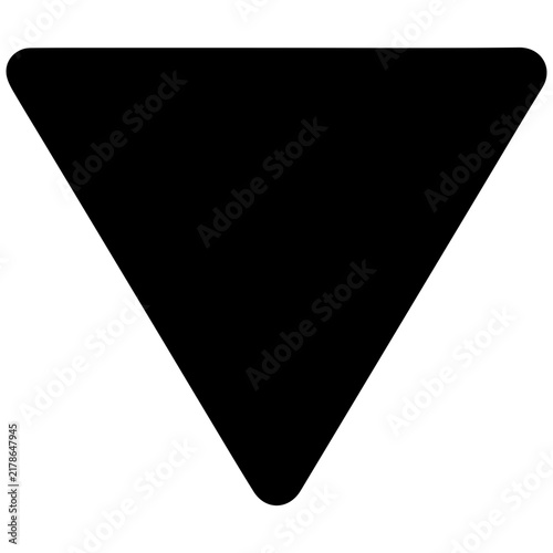 Black Yield Traffic Sign Silhouette Icon Isolated on White Background