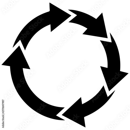 Circular arrows icon representing a roundabout, cycle, or continuous process flow.