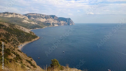 Принти на полотні Beautiful scenic landscape of Black Sea coast along Sevastopol trail