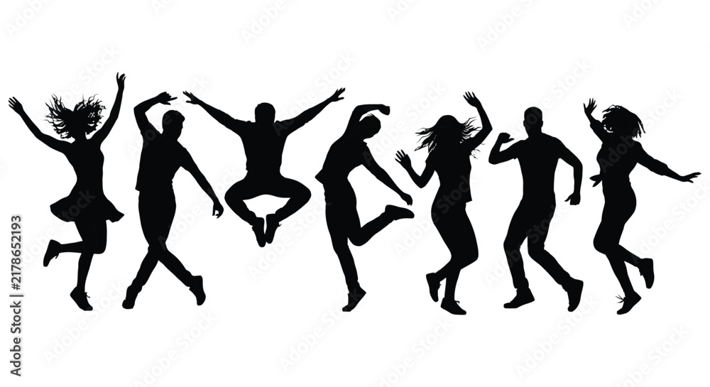 Fototapeta premium Human silhouettes in dynamic poses against a white background