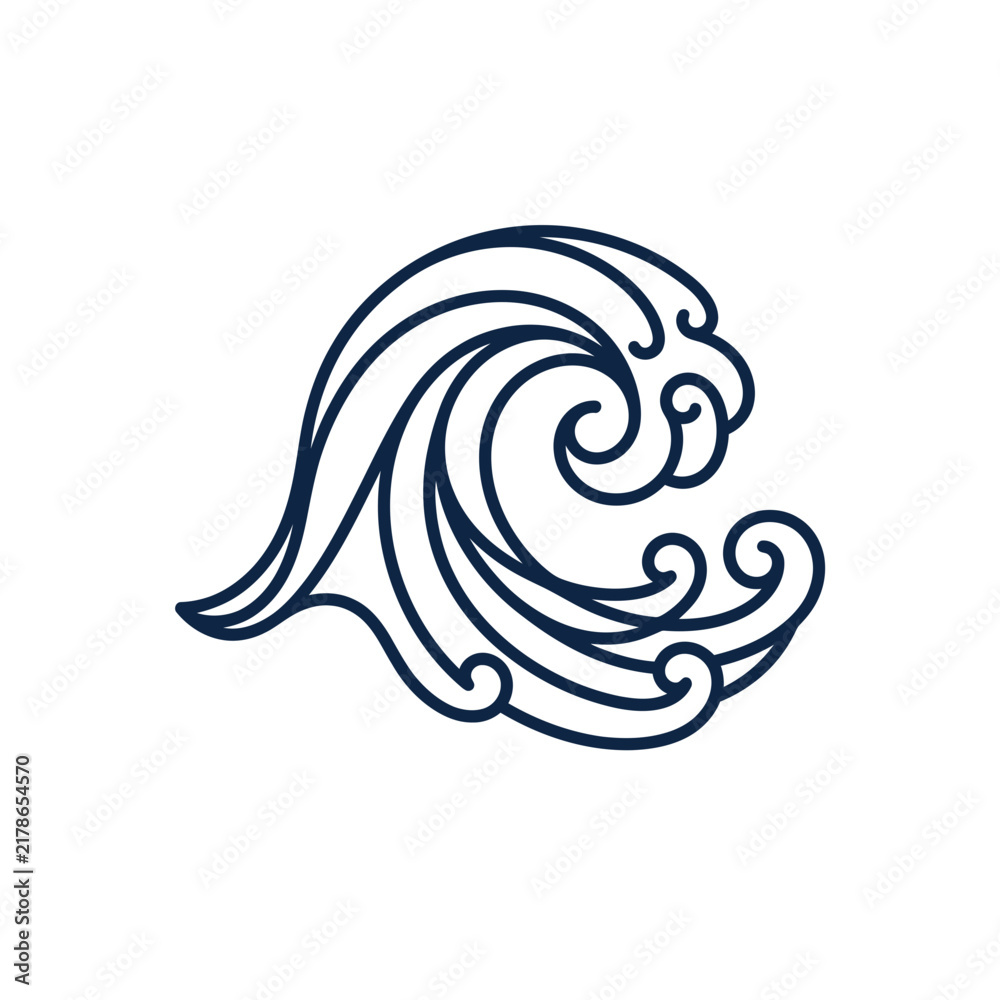 Fototapeta premium Stylized Ocean Wave Line Art