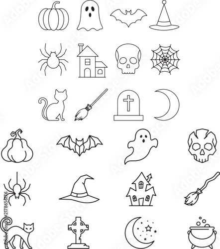 Halloween icon line art
