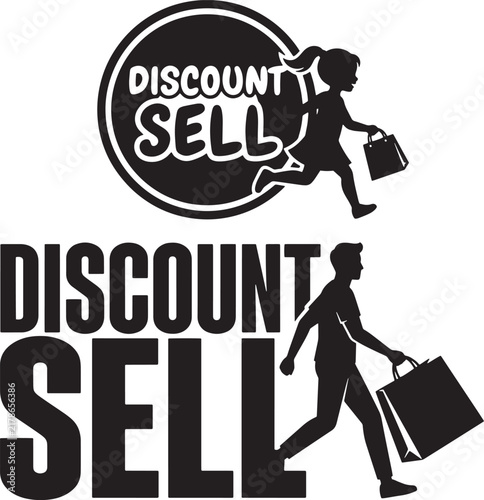 Sell text silhouette vector 