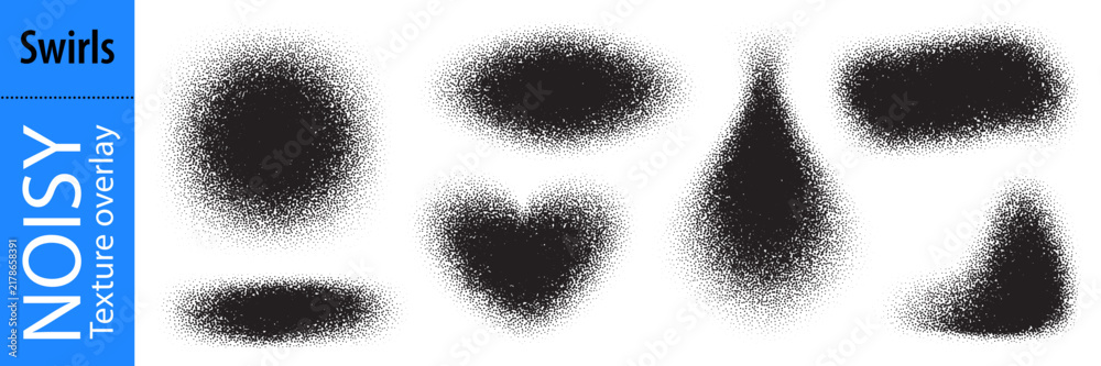 Obraz premium Noisy gradient brush, sand pattern heart of spray dot grain bg. Gradation vector effect for round dispersion powder and granular black paint. Halftone dot element with abstract wave, shadow blob shape