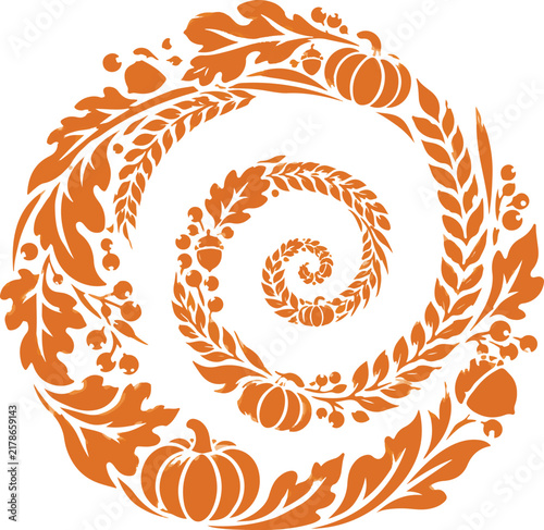 Elegant Thanksgiving Autumn Harvest Decorative Illustration
