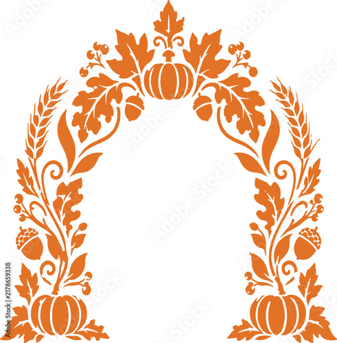 Elegant Thanksgiving Autumn Harvest Decorative Illustration