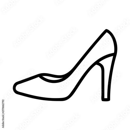 High heel shoe icon for fashion glamour and beauty lifestyle, thin line outline symbol for women boutique and footwear shopping