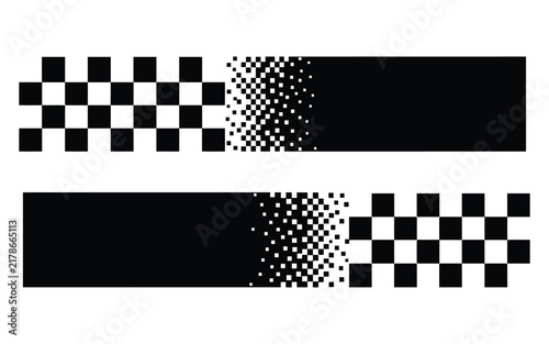 Fotografie Digital glitch effect with checkered pattern transitioning to solid gray backgro