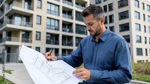 architect with blueprint
