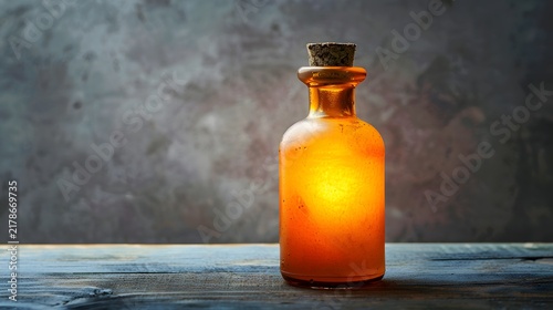 Frosted Glass Apothecary Bottle with Amber Potion Liquid