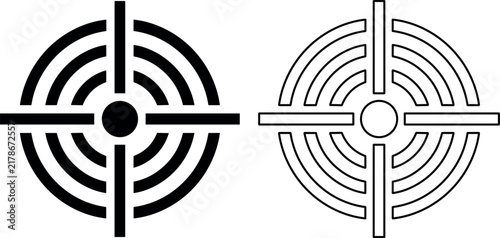 Minimalist crosshair icons illustrating precision aiming and focused determination in a clean flat graphic design setting.