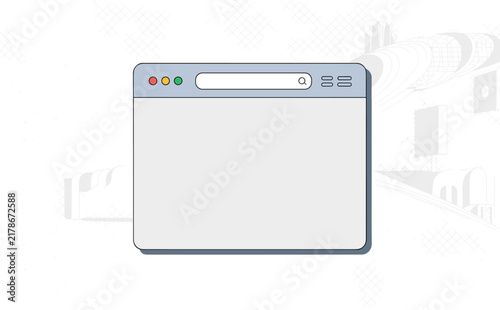 Professional minimalist web browser window illustration with a clean search bar and bright lighting for tech layouts.