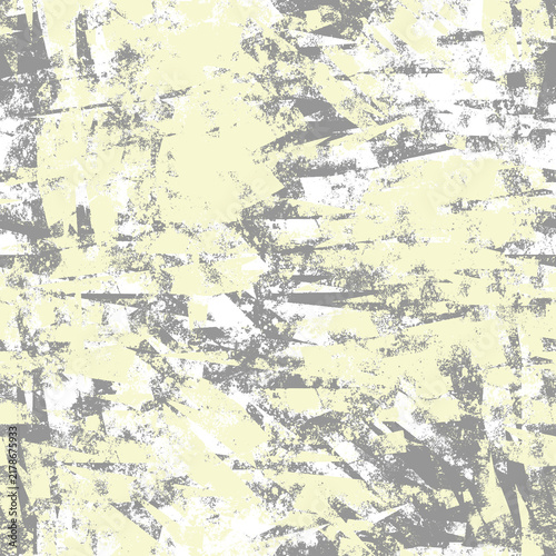 Grunge Distressed Yellow and Grey Brush Strokes Seamless Background Pattern