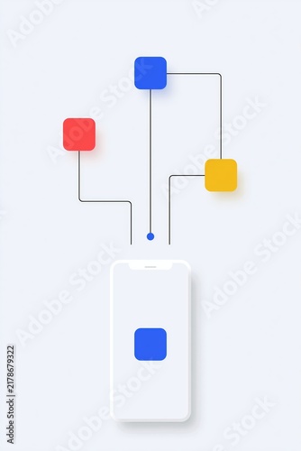 Customer Message Paths Converging to Smartphone with Rounded Geometric Nodes