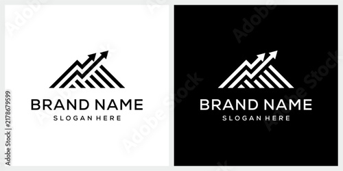 Abstract mountain with arrow up for financial accounting and marketing logo design