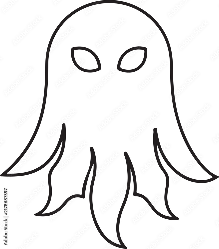 Fototapeta premium Creepy Glowing Eyes Ghost Vector Icon - Floating Phantom Silhouette for Halloween Decoration