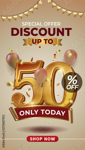 Luxury Special Offer 50 Percent Off Sale Banner Template