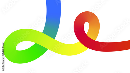Abstract colorful neon lines isolated on white background. Colour vector 3D gradient rainbow rope. Party graphic elements, swirls, lines, curves, web design, header, poster or wallpaper template. 