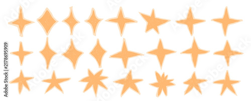 Simple star sticker collection Playful chalk sketch stars with rough brush texture and organic shapes
