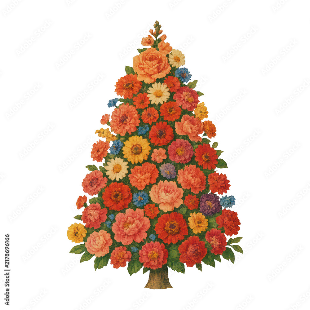 Obraz premium PNG Vibrant floral tree illustration