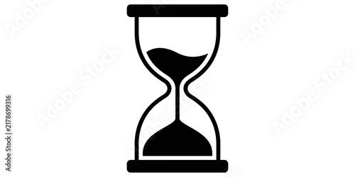Foto Black hourglass icon representing time passing and measurement for concepts of urgency or duration