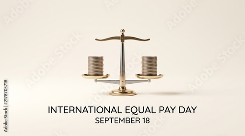 Bild auf Leinwand Balanced scales with coins representing international equal pay day
