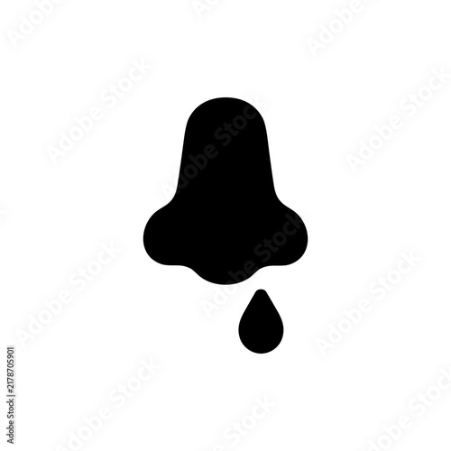 Runny Nose with Single Nasal Mucus Drop Solid Icon