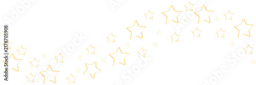Elegant Golden Star Trail Vector Illustration with Sparkly Hand Drawn Stars on White Background